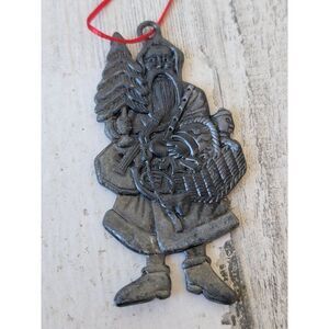Metal Santa Claus basket tree horn ornament Xmas decor
